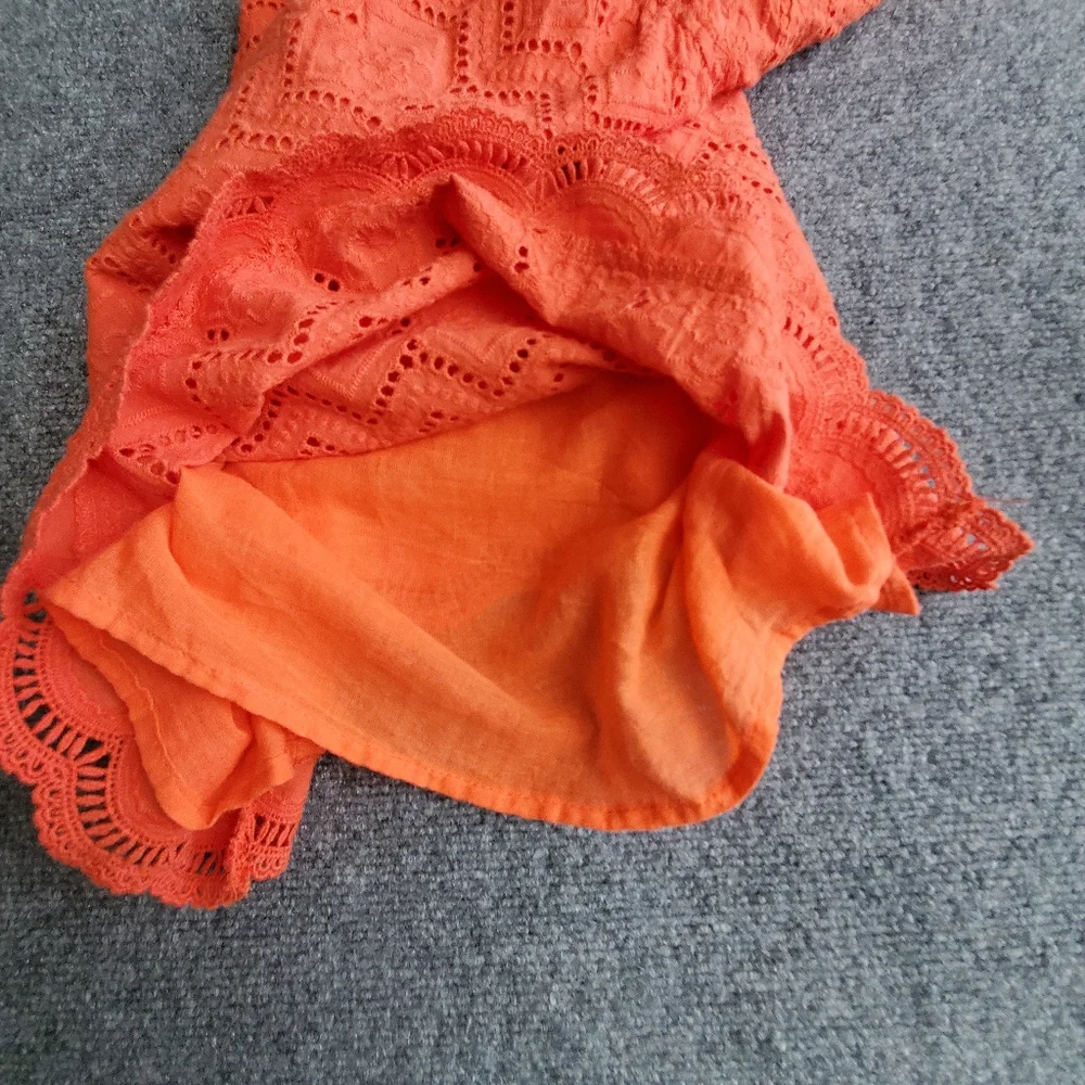 Flying Tomatoes 100% Cotton Women's off Shoulder Mini Dress Size Small Eyelet - Picture 2 of 11